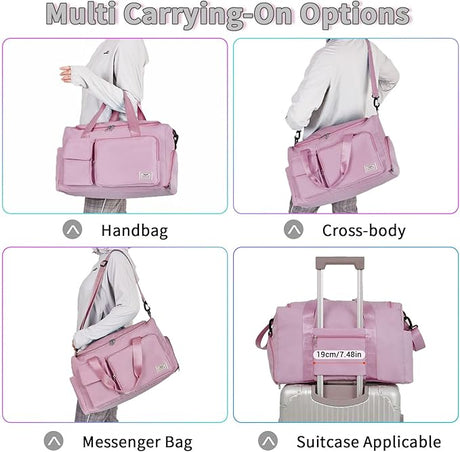 FIORETTO Women's Gym Duffle Bag with Shoes Compartment, 37L Capacity, Ideal for Travel, Gym, Sports, Duffel, Weekender