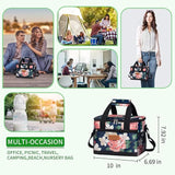 iknoe Large Foldable Cooler Bag, 8.5L Insulated Lunch Bag, Leakproof Lunch Cooler Tote with Multi-Bag Design Suitable for Beach, Picnic and Office Use, Flower 15-Can