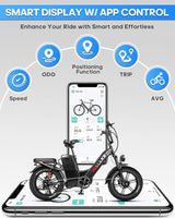 W Wallke H7 AWD Dual Motor Electric Bike for Adult, 48V 60Ah/40Ah Removable Battery, Long Range 32-34MPH Fast Ebike, 20" Fat Tire Mountain Offroad All Terrain Full Suspension E-Bicycle, UL2849 List