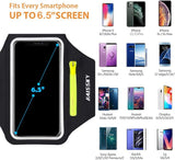 Running Armband with Earphone Bag Cell Phone Armband for iPhone 16 15 Pro 14 Plus 13 11 XR XS, Galaxy S24/S10 Water Resistant Sports Phone Holder Case & Zipper Slot Car Key Holder for 6.7 inch Phone