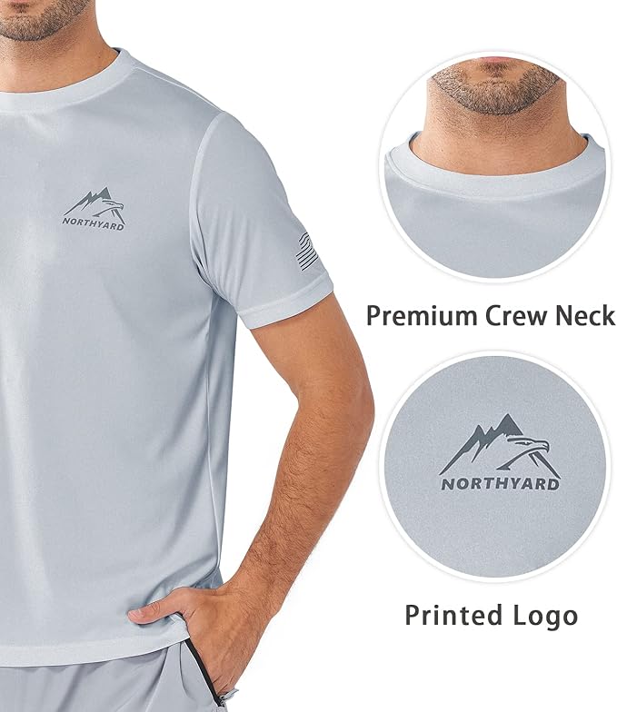 NORTHYARD Men's UPF 50+ Sun Protection Shirts Swim SPF UV Quick Dry Short Sleeve T-Shirts for Athletic Fishing Rash Guard
