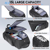 RAINSMORE Bike Bags for Bicycle Rear Rack 15L Waterproof Bike Ebike Trunk Pannier Saddle Bag with Rain Cover Bike Accessories Backpack Shoulder Bag for Commuter Travel Outdoor, Black