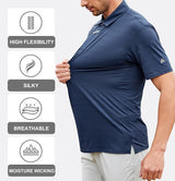 Esabel.C Jacquard Golf Shirts for Men Moisture Wicking Short Sleeve Performance Dry Fit Active Mens Polo Shirts