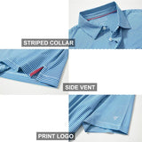 Men's Golf Polo Shirts Short Sleeve Striped Performance Moisture Wicking Dry Fit Golf Shirts for Men