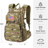 22L Tactical Hydration Backpack with 3L Water Bladder, Lightweight Molle Water Bag for Men Women, Hiking Hydration Pack for Cycling Running Biking Hunting, Daypack with Waist Pocket, Camo