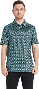 Men's Golf Polo Shirts Short Sleeve Striped Performance Moisture Wicking Dry Fit Golf Shirts for Men