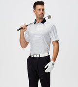 Esabel.C Jacquard Golf Shirts for Men Moisture Wicking Short Sleeve Performance Dry Fit Active Mens Polo Shirts