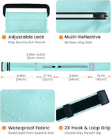Running Belt for Women and Men, Adjustable Fanny Packs No Bounce Phone Holder for Running with Water Bottle & Headband, Waterproof Reflective Waist Packs for Runner Fits All Phones (L-Blue)
