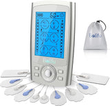 Belifu Dual Channel TENS EMS Unit 24 Modes Muscle Stimulator for Pain Relief Therapy, Electronic Pulse Massager Muscle Massager with 10 Pads, Dust-Proof Drawstring Storage Bag, Fastening Cable Ties