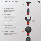 Sharper Image Powerboost Move - Mini Percussion Massage Gun| 4 Attachments, 4 Speeds| Full Body Back & Shoulder Massager| Muscle Recovery & Pain Relief| Deep Tissue Massage Tool| Wellness Gift
