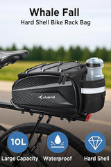 whale fall 10L Bike Rack Bag – Hard-Shell Waterproof Rear Trunk Pannier with Rain Cover, 4-Side Reflective Panels, Bike Accessories for Commuter, Road, Mountain, E-Bike
