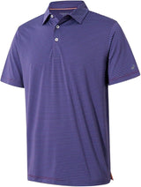 Mens Golf Shirt Moisture Wicking Dry Fit Performance Sport Short Sleeve Striped Golf Polo Shirts for Men