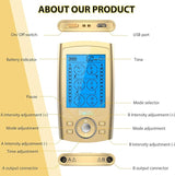 Belifu Dual Channel TENS EMS Unit 24 Modes Muscle Stimulator for Pain Relief Therapy, Electronic Pulse Massager Muscle Massager with 10 Pads, Dust-Proof Drawstring Storage Bag, Fastening Cable Ties