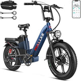 W Wallke H7 AWD Dual Motor Electric Bike for Adult, 48V 60Ah/40Ah Removable Battery, Long Range 32-34MPH Fast Ebike, 20" Fat Tire Mountain Offroad All Terrain Full Suspension E-Bicycle, UL2849 List