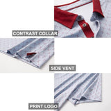 Men's Golf Polo Shirts Short Sleeve Striped Performance Moisture Wicking Dry Fit Golf Shirts for Men