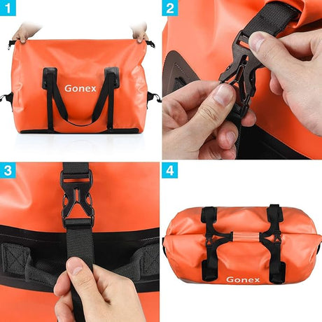Gonex 40L 60L 80L Extra Large Waterproof Duffle Travel Dry Duffel Bag Heavy Duty Bag with Durable Straps & Handles for Kayaking Paddleboarding Boating Rafting Fishing