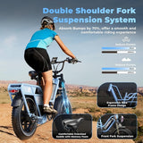 Dual Battery Electric Bike for Adults, 160 Miles Long Range Cargo Ebike with 48V 60AH Removable 2880WH Battery, 1450W Peak Motor 34MPH Electric Bicycle, 20" x 4" Fat Tire Hydraulic Brakes E Bike