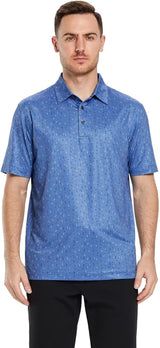 Men's Golf Polo Shirts Short Sleeve Striped Performance Moisture Wicking Dry Fit Golf Shirts for Men