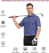 Men's Golf Polo Shirts Short Sleeve Striped Performance Moisture Wicking Dry Fit Golf Shirts for Men