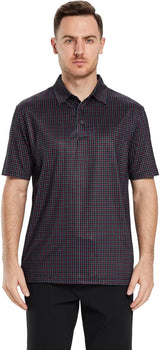 Men's Golf Polo Shirts Short Sleeve Striped Performance Moisture Wicking Dry Fit Golf Shirts for Men