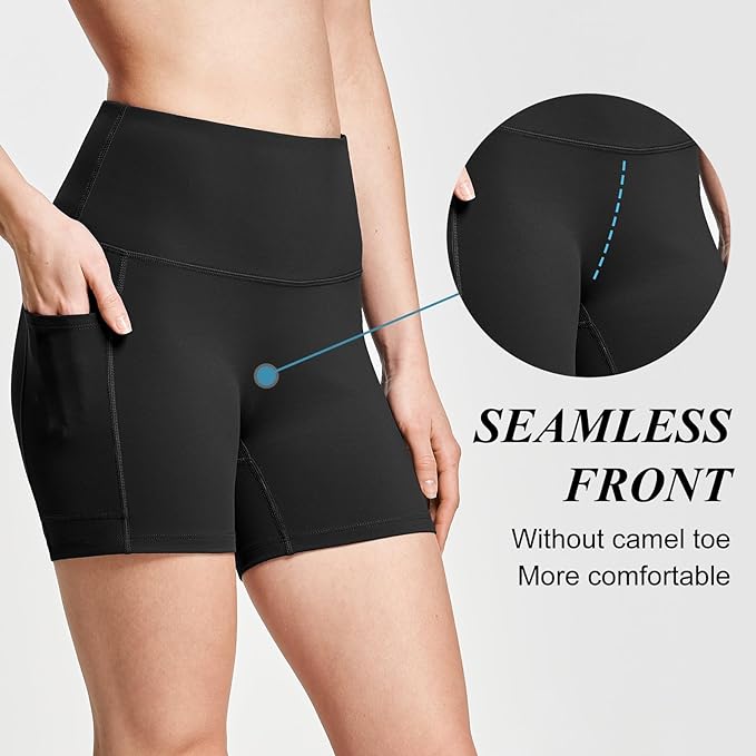 baleaf Women's 8"/ 5"/ 3" Biker Shorts High Waist Yoga Workout Gym Running Volleyball Spandex Shorts with Pockets
