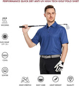 Men's Golf Polo Shirts Short Sleeve Striped Performance Moisture Wicking Dry Fit Golf Shirts for Men