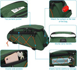 MOSISO Bike Rack Bag with 2 Removable Panniers, Waterproof Bike Trunk Cooler Storage Handbag Insulated Bicycle Rear Seat Pouch, Bicycle Storage Saddle Shoulder Bag Cycling Luggage Pouch, Peacock Green