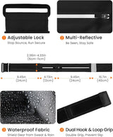 Running Belt for Women and Men, Adjustable Fanny Packs No Bounce Phone Holder for Running with Water Bottle & Headband, Waterproof Reflective Waist Packs for Runner Fits All Phones (L-Black)