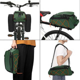 MOSISO Bike Rack Bag with 2 Removable Panniers, Waterproof Bike Trunk Cooler Storage Handbag Insulated Bicycle Rear Seat Pouch, Bicycle Storage Saddle Shoulder Bag Cycling Luggage Pouch, Peacock Green