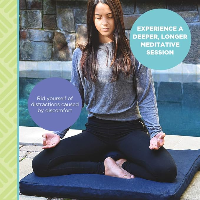 Bean Products Meditation Cushion - Zabuton Meditation Pillows for Sitting on Floor, Yoga Cushion, Cotton Yoga Pillow, Zen Kneeling Prayer Pad- Made in USA - Standard 24x24x2, Earth