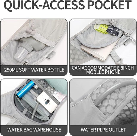 Hydration Pack Backpack, Lightweight Water Backpack with 2L Leakproof Hydration Bladder Daypack for Men Women,Running Hydration Vest for Outdoor Trail
