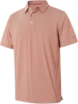 Mens Golf Shirt Moisture Wicking Dry Fit Performance Sport Short Sleeve Striped Golf Polo Shirts for Men