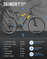 Electric Bike for Adults,26" E-Bike with 700W Peak Motor 21-Speed,Up to 50 Miles Removable Battery,Front Fork Suspension Dual Disc Brakes,Ebikes for Adults Commute Mountain All Terrain