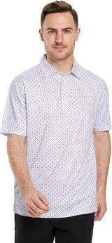 Men's Golf Polo Shirts Short Sleeve Striped Performance Moisture Wicking Dry Fit Golf Shirts for Men