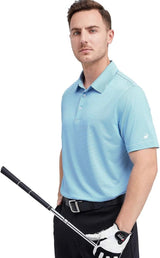 Mens Golf Shirt Moisture Wicking Dry Fit Performance Sport Short Sleeve Striped Golf Polo Shirts for Men