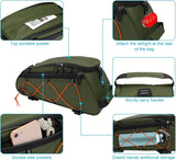 MOSISO Bike Rack Bag with 2 Removable Panniers, Waterproof Bike Trunk Cooler Storage Handbag Insulated Bicycle Rear Seat Pouch, Bicycle Storage Saddle Shoulder Bag Cycling Luggage Pouch, Army Green