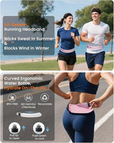 Running Belt for Women and Men, Adjustable Fanny Packs No Bounce Phone Holder for Running with Water Bottle & Headband, Waterproof Reflective Waist Packs for Runner Fits All Phones (M-Pink)