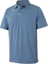 Mens Golf Shirt Moisture Wicking Dry Fit Performance Sport Short Sleeve Striped Golf Polo Shirts for Men