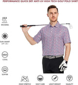 Men's Golf Polo Shirts Short Sleeve Striped Performance Moisture Wicking Dry Fit Golf Shirts for Men