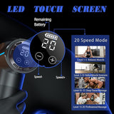 Percussion Massage Gun, Electric Handheld Muscle Back Massager, Deep Tissue Back Massage for Athletes for Pain Relief with 20 Speeds & LED Screen with Carry Case, Gift for Men/Women, Silver