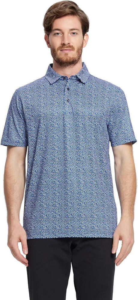 Men's Golf Polo Shirts Short Sleeve Striped Performance Moisture Wicking Dry Fit Golf Shirts for Men