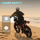 Electric Bike for Adults, 20" Fat Tire EBike 31MPH, 65Miles PAS Range, 1500W Peak Motor Electric Dirt Bike with Long Seat, Rear Rack, 48V 15.6AH Battery All-Terrain Electric Mountain Bike for Off-Road