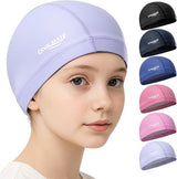 COOLMATE Fabric Swim Cap for Adult Women Men Kid 3 4 6 8 14 16, Silicone Water Resistant Layer, Cloth Swim Cap Gifts for Swimmers, Lightweight for Pool, Lap Swimming (1 pc)