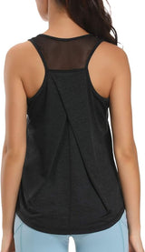 Aeuui Womens Workout Tops for Women Racerback Tank Tops Mesh Yoga Shirts Athletic Running Tank Tops Sleeveless Gym Clothes