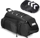 RAINSMORE Bike Bags for Bicycle Rear Rack 15L Waterproof Bike Ebike Trunk Pannier Saddle Bag with Rain Cover Bike Accessories Backpack Shoulder Bag for Commuter Travel Outdoor, Black