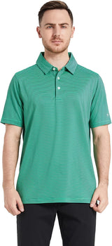 Men's Golf Polo Shirts Short Sleeve Striped Performance Moisture Wicking Dry Fit Golf Shirts for Men