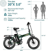 Foldable Electric Bike for Adults, 30+MPH, 48V 20Ah Removable Battery up to 80Miles, 20" Fat Tire Peak 1000W Motor Dirt Ebike Adult Electric Bicycle for City Commute Beach Mountain Adventurous E Bike