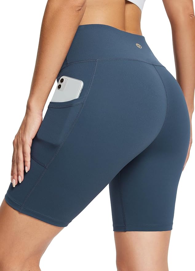 baleaf Women's 8"/ 5"/ 3" Biker Shorts High Waist Yoga Workout Gym Running Volleyball Spandex Shorts with Pockets