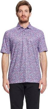 Men's Golf Polo Shirts Short Sleeve Striped Performance Moisture Wicking Dry Fit Golf Shirts for Men