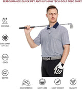 Men's Golf Polo Shirts Short Sleeve Striped Performance Moisture Wicking Dry Fit Golf Shirts for Men
